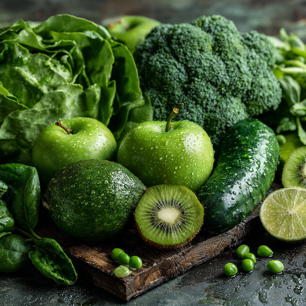 Свіжі зелені овочі та фрукти